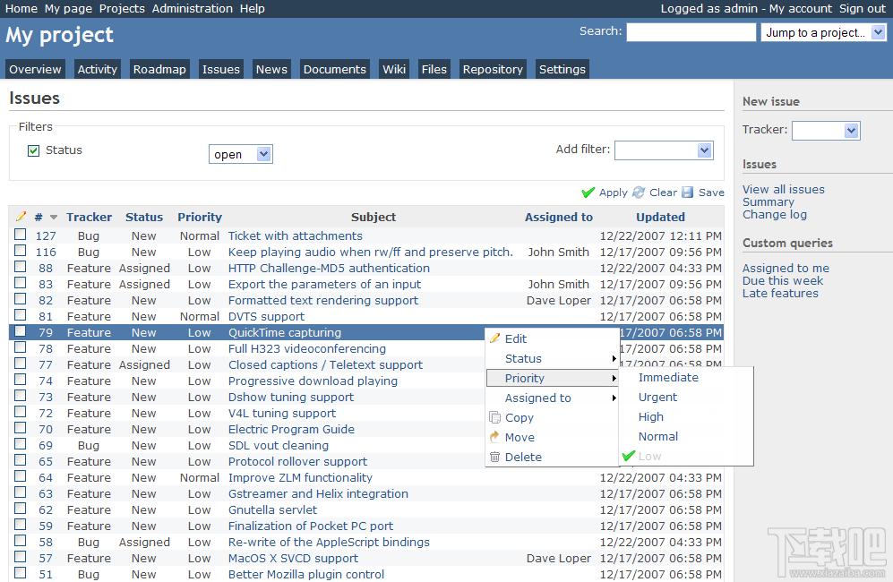 Redmine,,缺陷管理工具,缺陷管理工具免费版